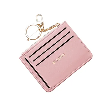 Women Short Wallet Fresh Student Bag Simple Multi-card Seat Buckle Coin Purse Chain Leather Wallets High Quality carteira*//