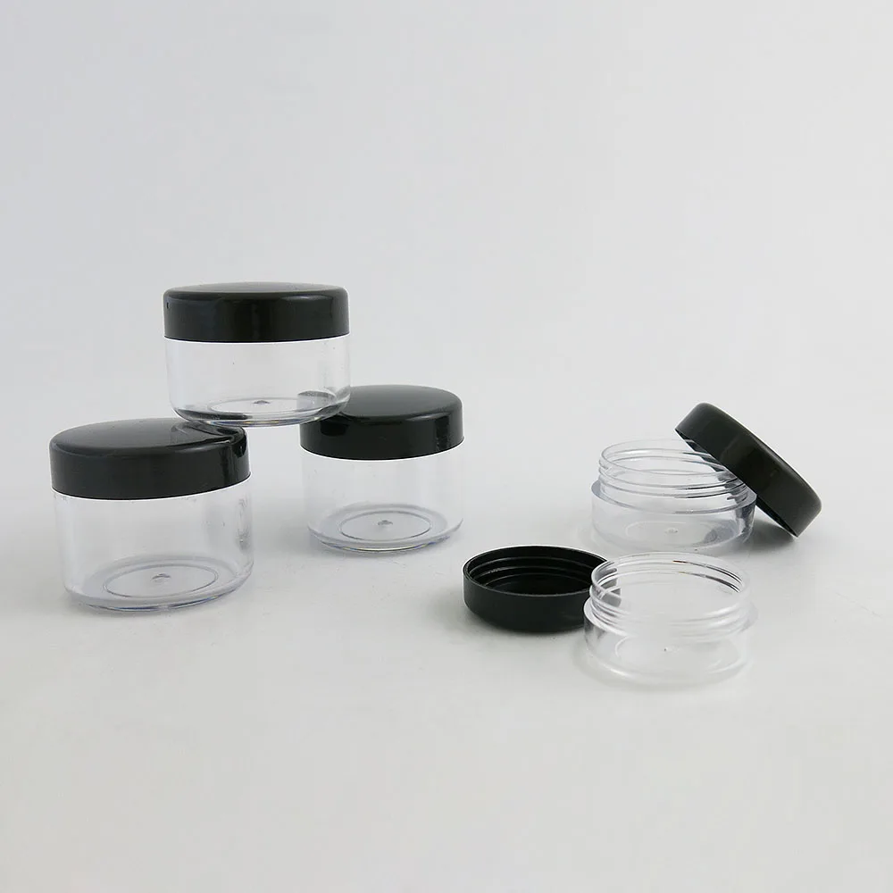 30 x 3g 5g 10g 15g 20g High Quality Empty Transparent PS Cream Round Jar With Black Plastic Cap Cosmetic Make Up Containers
30 x 3g 5g 10g 15g 20g High Quality Empty Transparent PS Cream Round Jar With Black Plastic Cap Cosmetic Make Up Containers