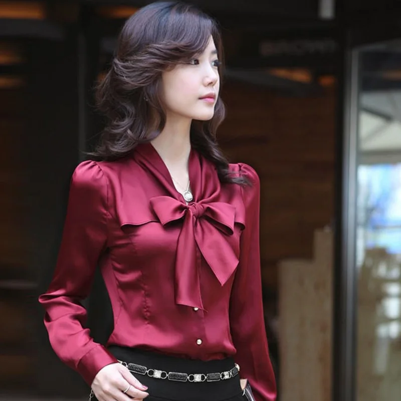 New fashion long sleeve summer autumn women satin blouses 2018 red Apricot office work bow casual plus size tops blusas mujer
New fashion long sleeve summer autumn women satin blouses 2018 red Apricot office work bow casual plus size tops blusas mujer