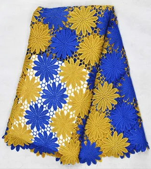 Most popular royal blue and yellow flower pattern water soluble lace embroidery african cord lace fabric for clothing BW100-6
Most popular royal blue and yellow flower pattern water soluble lace embroidery african cord lace fabric for clothing BW100-6