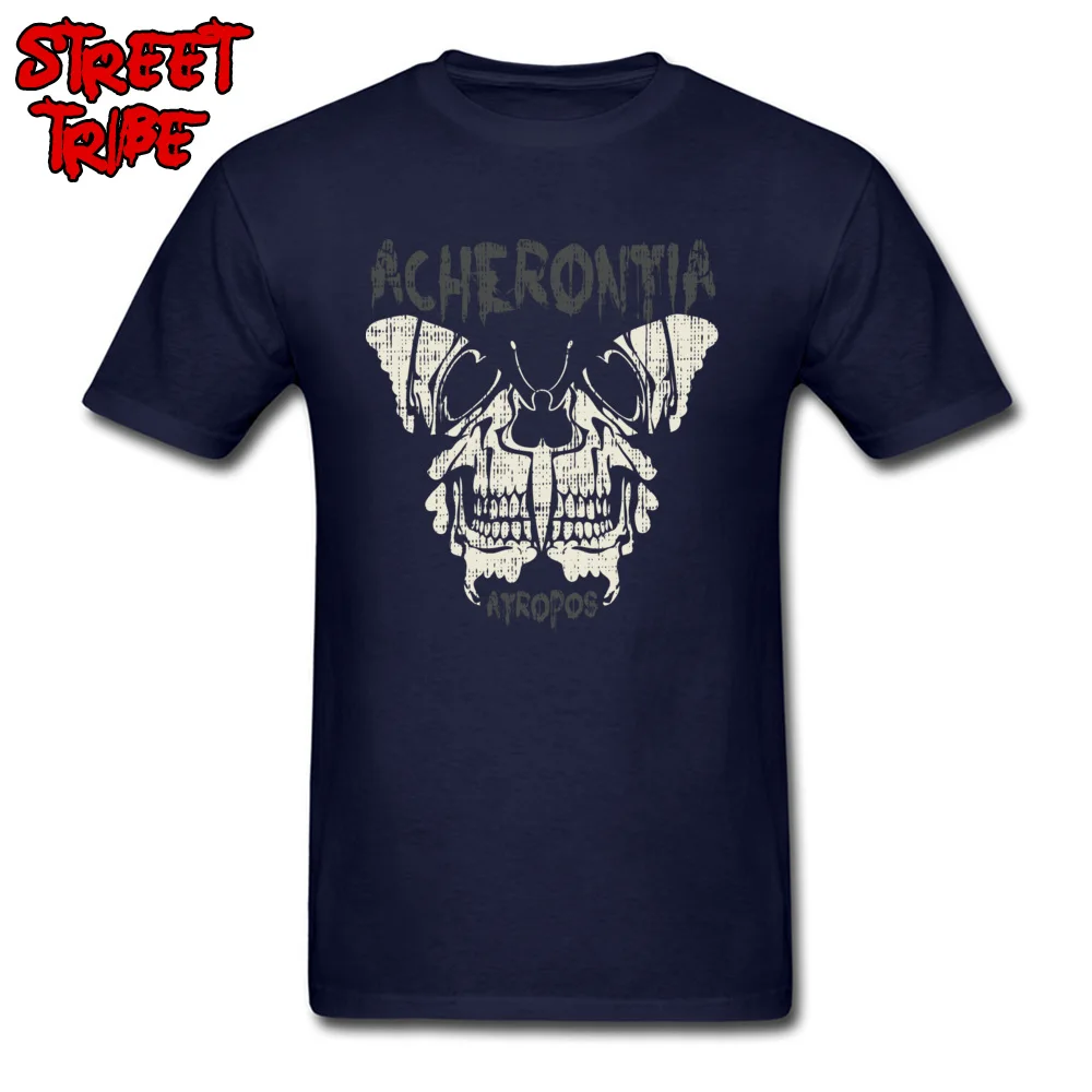 Custom Slim Fit Comics Short Sleeve Summer Tops & Tees New Design Round Collar 100% Cotton Fabric Clothing Shirt Men's T Shirts Deaths head Hawk moth Womens navy