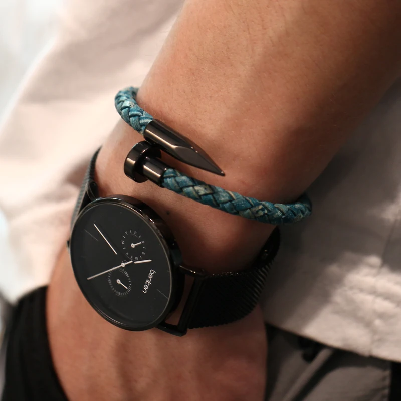Mcllroy bracelets & bangles men woven leather bracelet titanium stainless steel nail friendship charm bracelets pulseiras 2019
Mcllroy bracelets & bangles men woven leather bracelet titanium stainless steel nail friendship charm bracelets pulseiras 2019