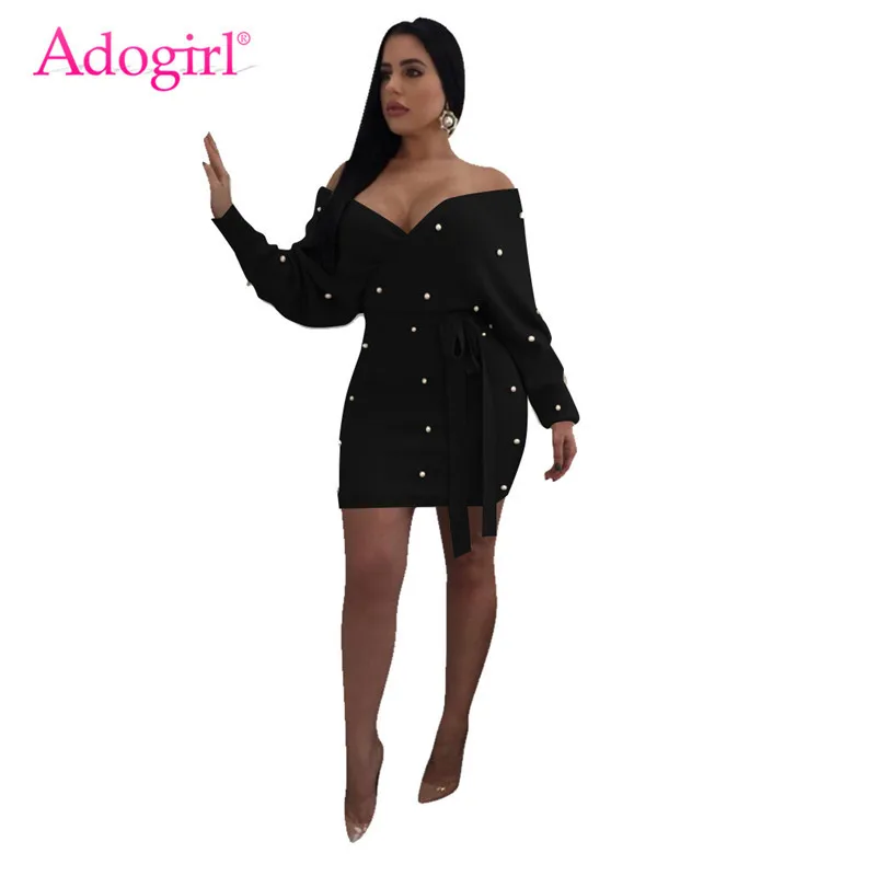 Adogirl Pearls Wrap V Neck Off Shoulder Bodycon Dress Women Sexy Long Sleeve Bodycon Mini Night Club Party Dresses Outfits
Adogirl Pearls Wrap V Neck Off Shoulder Bodycon Dress Women Sexy Long Sleeve Bodycon Mini Night Club Party Dresses Outfits