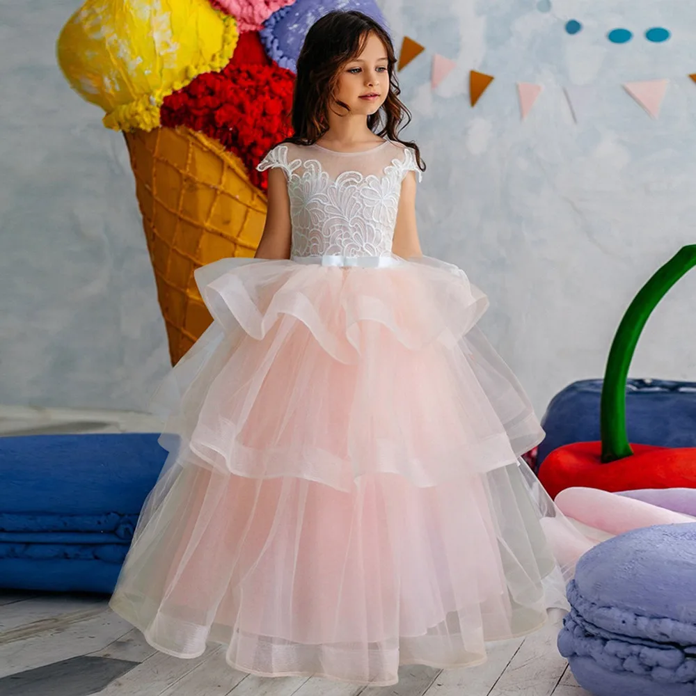 Платье-пачка для девочек детское кружевное платье принцессы из органзы с