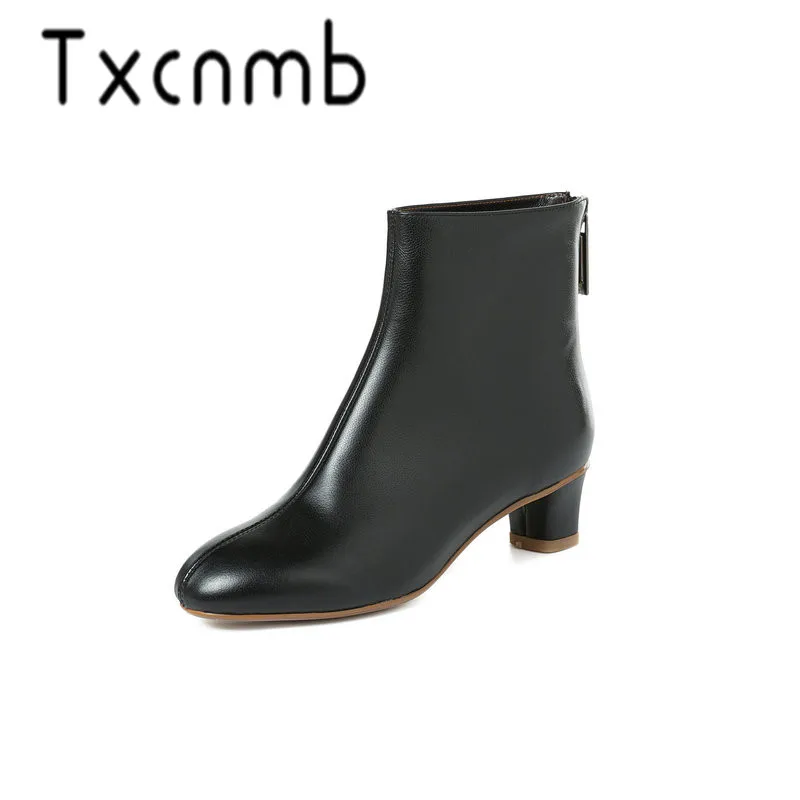 Ботинки TXCNMB 2020 женские ботильоны для женщин зимняя обувь из натуральной кожи на