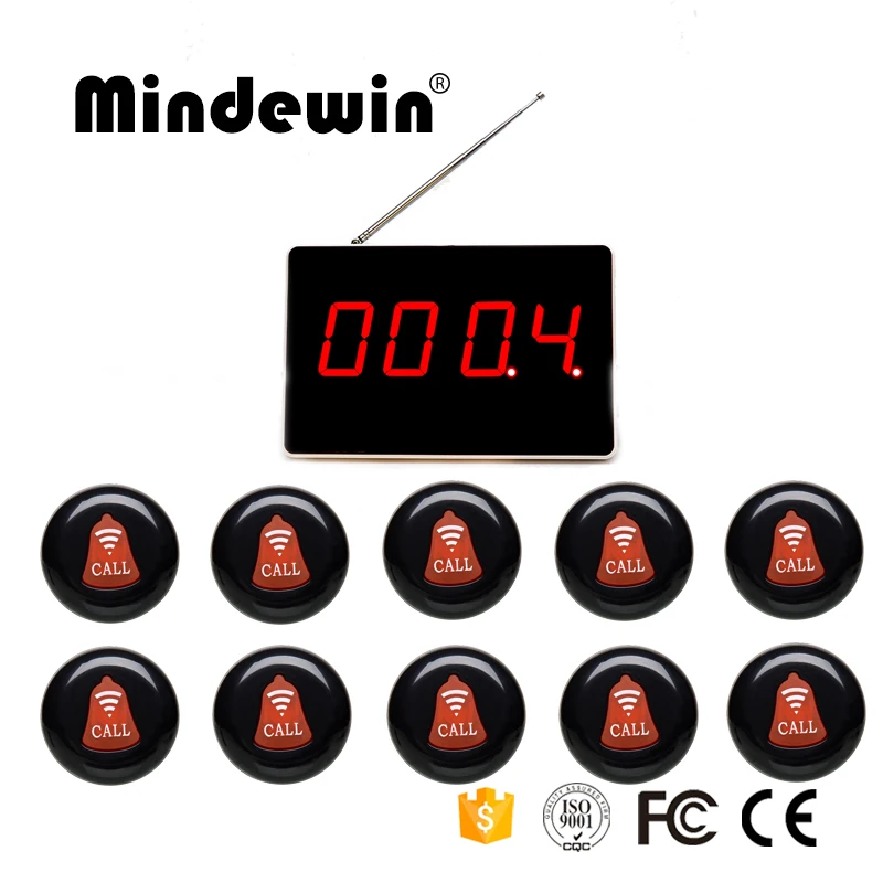 Mindewin 10pcs Wireless Waterproof Button Call Transmitter Button +1pcs Receiver Host for Wireless Restaurant Calling System
Mindewin 10pcs Wireless Waterproof Button Call Transmitter Button +1pcs Receiver Host for Wireless Restaurant Calling System