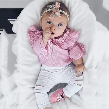 Toddler Infant Baby Girl Striped Tops Romper Ripped Pants Outfits Clothes Set In stock Ship immediately
Toddler Infant Baby Girl Striped Tops Romper Ripped Pants Outfits Clothes Set In stock Ship immediately