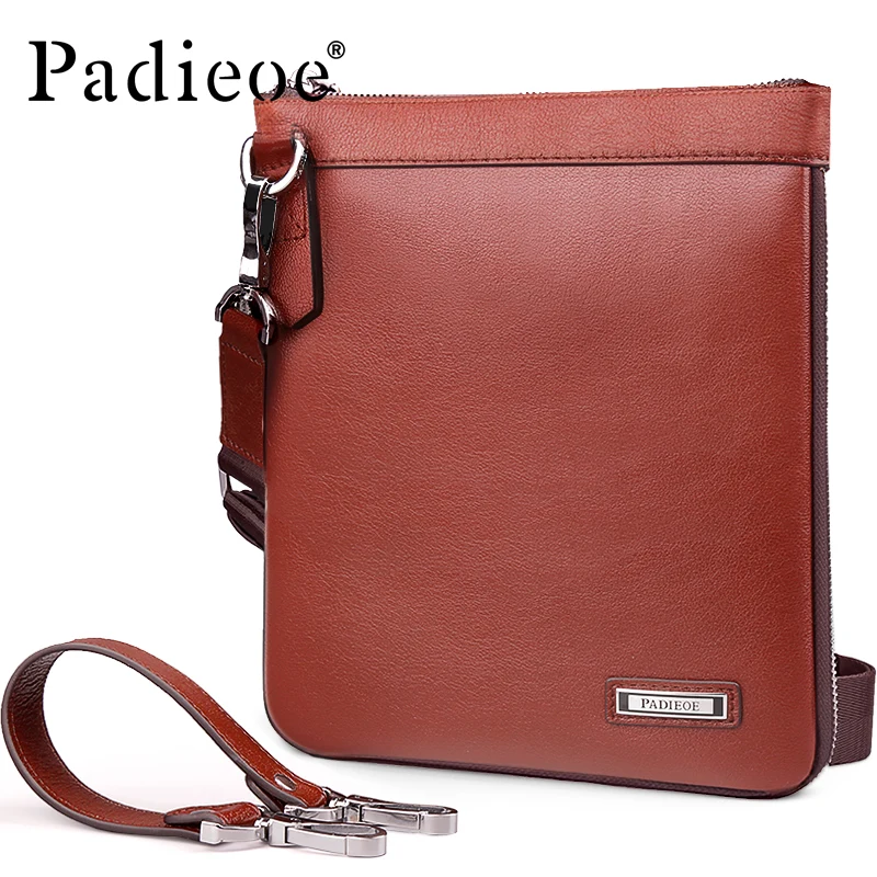 Padieoe Business Genuine Leather Male Messenger Bag Natural Cowskin Men's Travel Crossbody Fashion Men Office Shoulder | Багаж и сумки