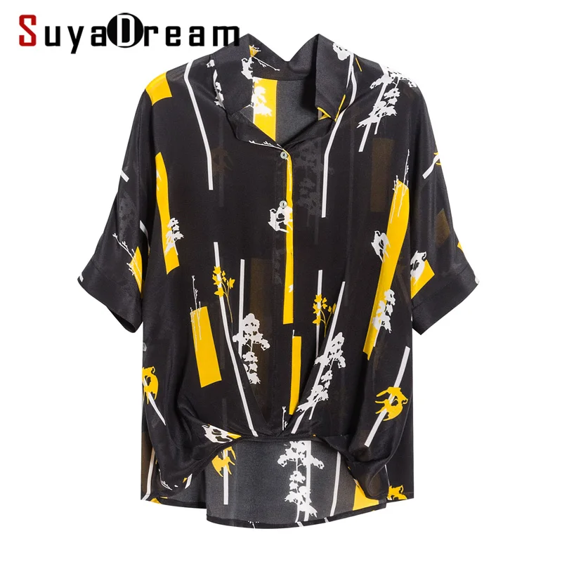 Women Blouse 100% REAL SILK Crepe Print Blouse Shirt Half Sleeved Office Lady Black Blouses 2019 Summer Shirt
Women Blouse 100% REAL SILK Crepe Print Blouse Shirt Half Sleeved Office Lady Black Blouses 2019 Summer Shirt