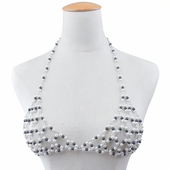 Summer Beach Handmade Pearl Chest Chain Sexy Exaggerated Black and White Alloy Bra Chain Sling Female Pearl Body Clothing Chain
Summer Beach Handmade Pearl Chest Chain Sexy Exaggerated Black and White Alloy Bra Chain Sling Female Pearl Body Clothing Chain