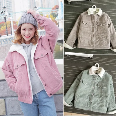 Plus Velvet Women's Short Female Winter Autumn Cute Harajuku Corduroy Pink Thick Wadded Coat Jacket Turn-down Fur Collar Top
Plus Velvet Women's Short Female Winter Autumn Cute Harajuku Corduroy Pink Thick Wadded Coat Jacket Turn-down Fur Collar Top