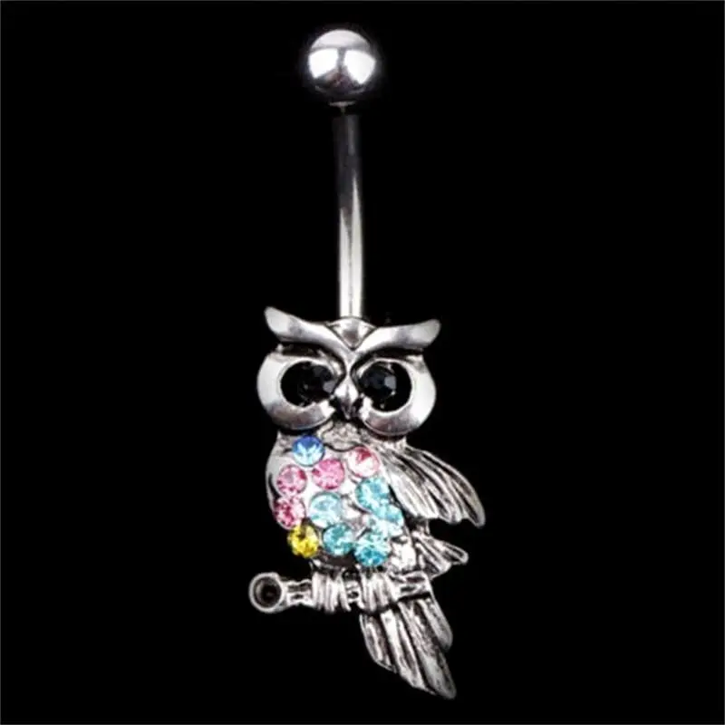 Shellhard Sexy Dangle Belly Bars Belly Button Rings Fashion Surgical Steel Rhinestone Body Jewelry Navel Piercing Rings