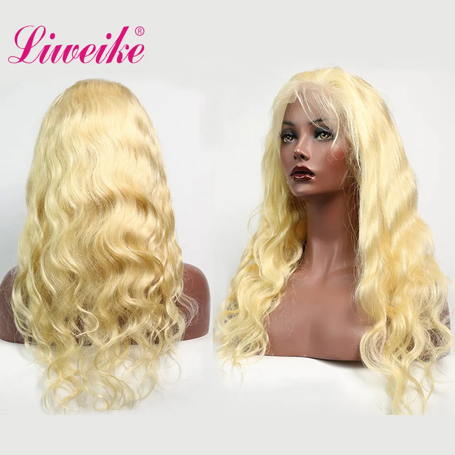 Liweike полный кружевной объемный парик 613 блонд Remy человеческие волосы бразильские