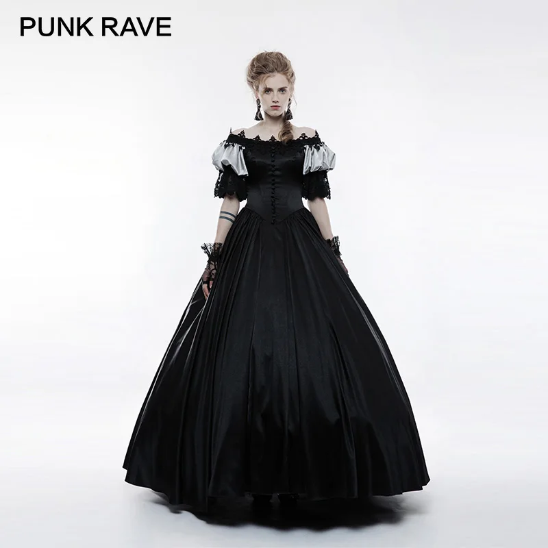PUNK RAVE Gothic Victorian Vintage Palace Long Dress Retro Bubble Sleeve Black Slim Cuff Lace Flowers Women Clothing Club Party
PUNK RAVE Gothic Victorian Vintage Palace Long Dress Retro Bubble Sleeve Black Slim Cuff Lace Flowers Women Clothing Club Party