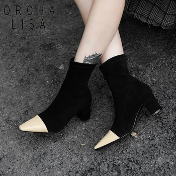 ORCHA LISA 2019 Woman stretch Fabric Boots lady slim sock boots chunky high heel pointed toe spring autumn Party shoes size 43
ORCHA LISA 2019 Woman stretch Fabric Boots lady slim sock boots chunky high heel pointed toe spring autumn Party shoes size 43
