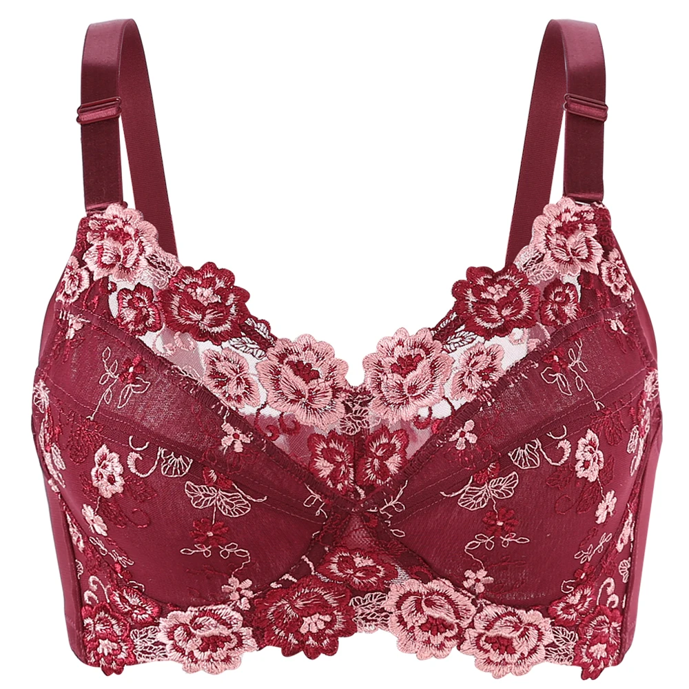Women's Full coverage Underwired Non Padding Sheer Floral Embroidered Bra 34 36 38 40 42 44 46 48 B C D E
Women's Full coverage Underwired Non Padding Sheer Floral Embroidered Bra 34 36 38 40 42 44 46 48 B C D E
