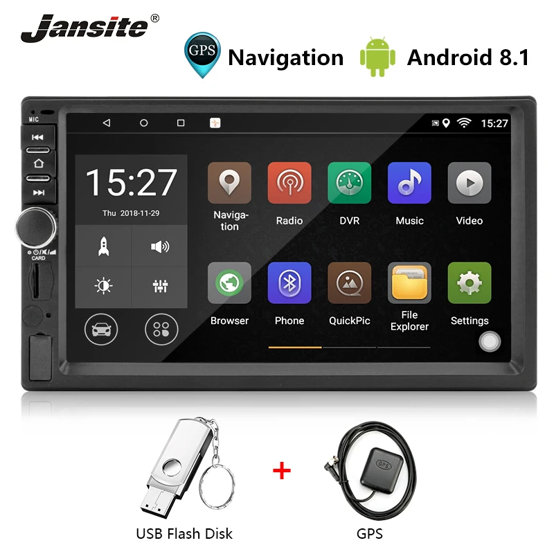 Jansite 7" Car radio Android 8.1/MP5 player Touch screen GPS Navigation Bluetooth Mirror-link Auto audio With 32G U Flash Disk
Jansite 7" Car radio Android 8.1/MP5 player Touch screen GPS Navigation Bluetooth Mirror-link Auto audio With 32G U Flash Disk