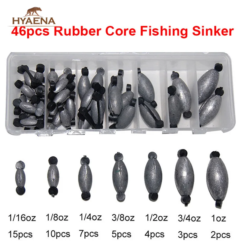 Hyaena 46pcs 1/16oz -1oz Lead Fishing Sinker For Texas Rig Carp Fishing Rubber Core Casting Lead Weights Sinkers Set
Hyaena 46pcs 1/16oz -1oz Lead Fishing Sinker For Texas Rig Carp Fishing Rubber Core Casting Lead Weights Sinkers Set