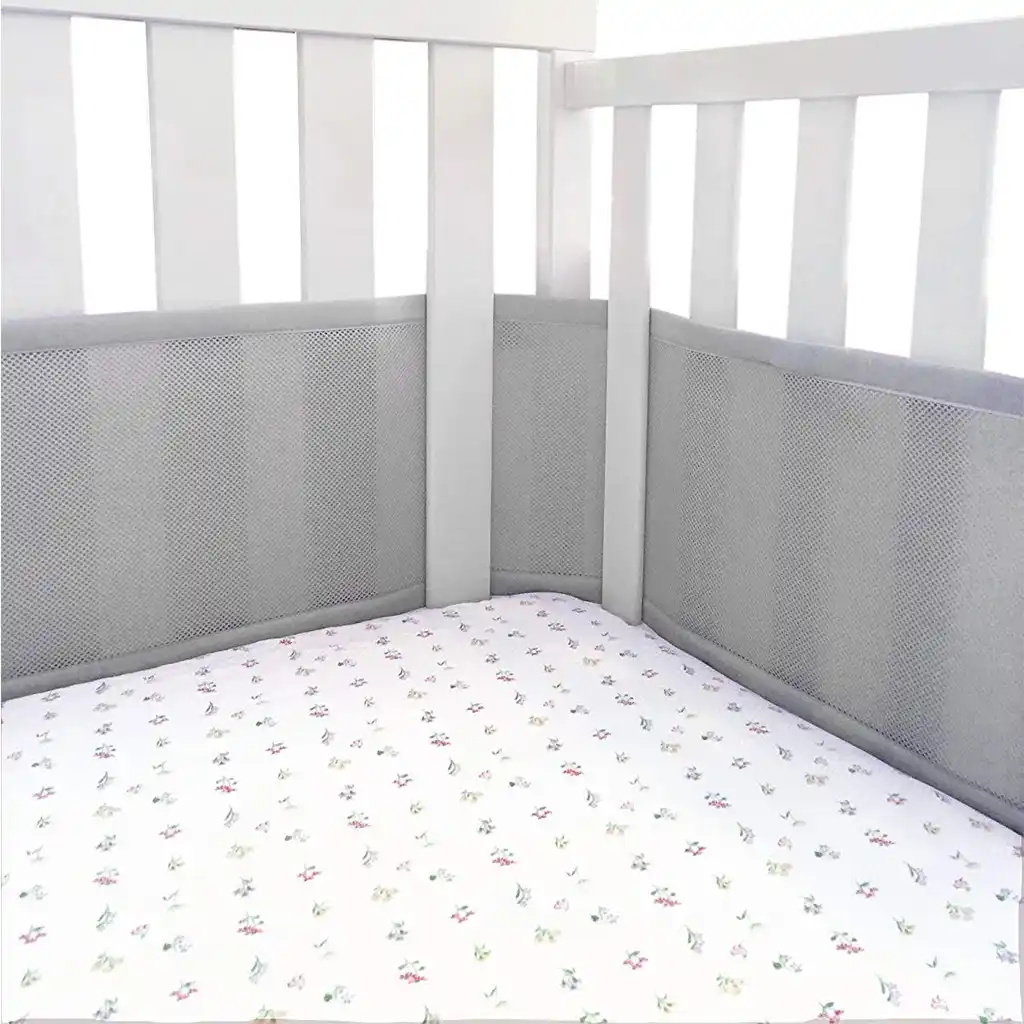 2019 Breathable Crib Bumper Grey Mesh Crib Bumper For Full Size