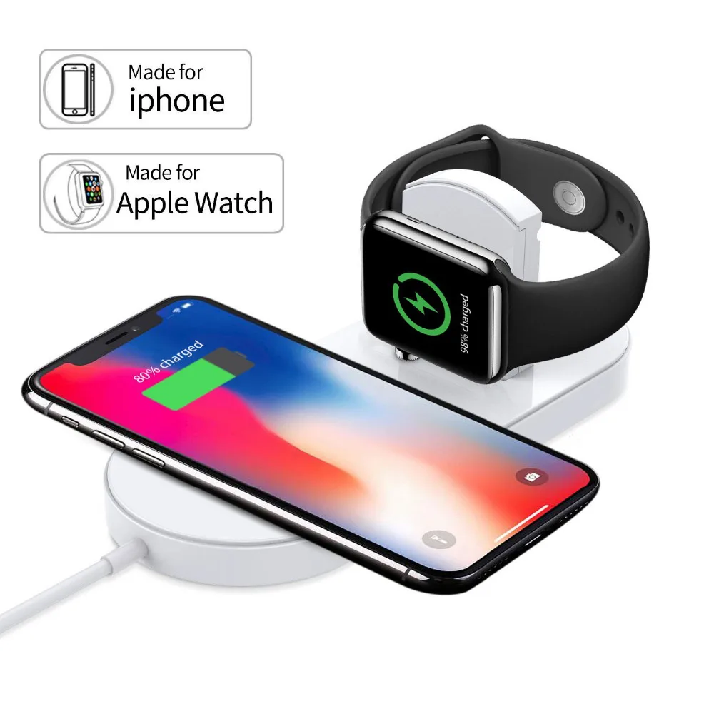 Wireless Charger Charging Stand Ultra-thin 2 In 1 Charging Pad Stand For Apple Watch 2/3/4 IPhone Xs/X/ 8/8 Plus Samsung
Wireless Charger Charging Stand Ultra-thin 2 In 1 Charging Pad Stand For Apple Watch 2/3/4 IPhone Xs/X/ 8/8 Plus Samsung