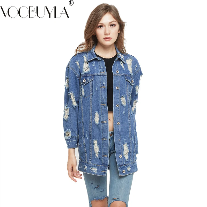 Voobuyla Autumn Vintage Hole Loose Denim Jacket Women Boyfriend Style Single Buttons Mid Long Jacket Coat Femme Jean Outerwear
Voobuyla Autumn Vintage Hole Loose Denim Jacket Women Boyfriend Style Single Buttons Mid Long Jacket Coat Femme Jean Outerwear