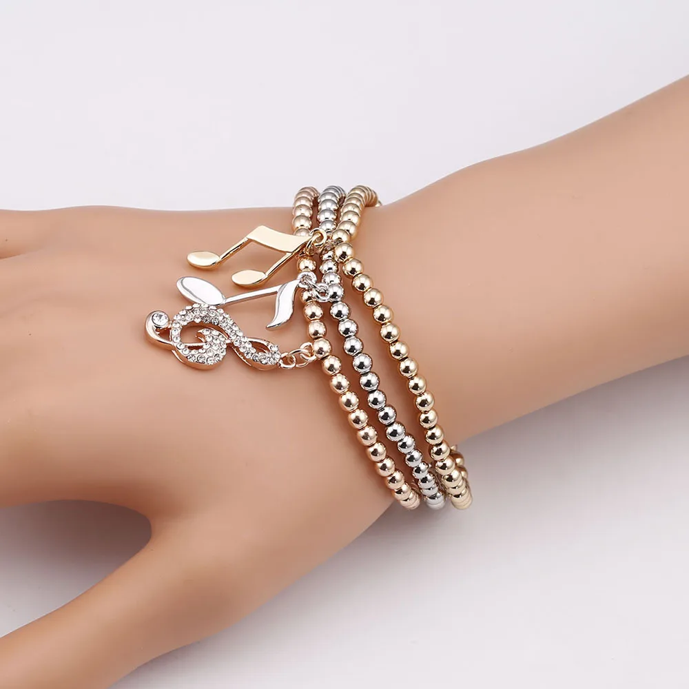 3Pcs Music Note Crystal Charms Beads Bracelets Rose Gold Silver Elastic Bangles Femme Gift For Women Fashion Jewelry 2019 New
3Pcs Music Note Crystal Charms Beads Bracelets Rose Gold Silver Elastic Bangles Femme Gift For Women Fashion Jewelry 2019 New