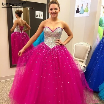 Shinning Fuchsia Quinceanera Dresses Crystals Beaded Sweetheart Party Gown Vestidos De Quinceanera Sweetheart Quinceanera gown 
Shinning Fuchsia Quinceanera Dresses Crystals Beaded Sweetheart Party Gown Vestidos De Quinceanera Sweetheart Quinceanera gown