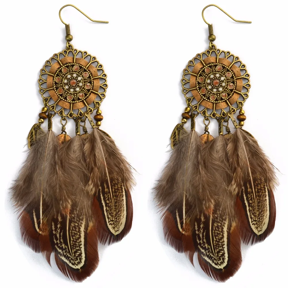 Indian Festival Party Boho Ethnic Brown Feather Earrings Ethnic Jhumka Earrings New Tribal Gypsy Brincos Women boucles oreilles
Indian Festival Party Boho Ethnic Brown Feather Earrings Ethnic Jhumka Earrings New Tribal Gypsy Brincos Women boucles oreilles