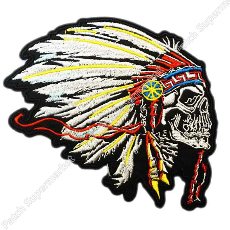 5" Large FEATHERED INDIAN CHIEF HEAD DEATH SKULL MOTOCYCLE MC Biker Vest Jacket Back Metal Rock iron on patches for clothing
5" Large FEATHERED INDIAN CHIEF HEAD DEATH SKULL MOTOCYCLE MC Biker Vest Jacket Back Metal Rock iron on patches for clothing