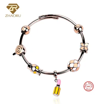 Zhaoru Authentique 925 Sterling Silver Bangle with Crystal Pink Enamel Bead Bracelet for Women Fashion Fine Jewelry Silver Gift
Zhaoru Authentique 925 Sterling Silver Bangle with Crystal Pink Enamel Bead Bracelet for Women Fashion Fine Jewelry Silver Gift