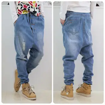New Arrival Low Crotch Light Blue Hip Hop Ripped Jeans Baggy Harem Jean Pants Loose Style Skateboard Pants for Rap Boy 71809
New Arrival Low Crotch Light Blue Hip Hop Ripped Jeans Baggy Harem Jean Pants Loose Style Skateboard Pants for Rap Boy 71809