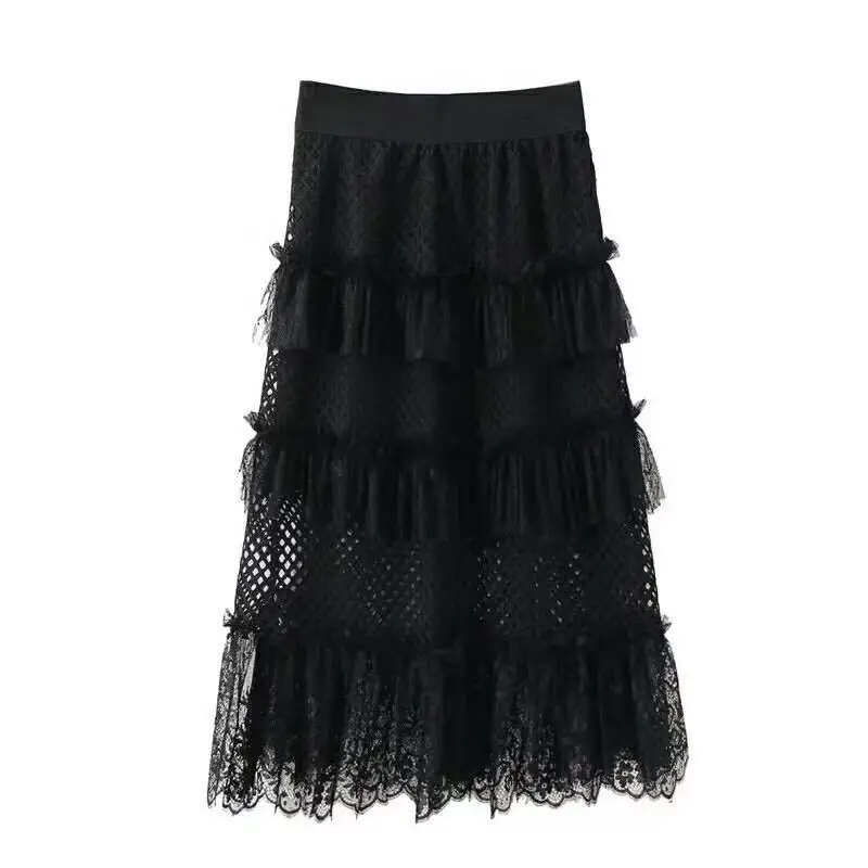 2019 Autumn New Fashion Layer Black Skirt Eyelet Lace Skirt Women Ankle-length Flounce High Waist Ladies Skirts Free Shipping 
2019 Autumn New Fashion Layer Black Skirt Eyelet Lace Skirt Women Ankle-length Flounce High Waist Ladies Skirts Free Shipping