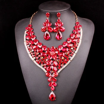 Fashion Big Crystal Necklace Earring Set Bridal Jewelry Sets For Brides Bridesmaid Wedding Party Costume Decoration Gifts Women
Fashion Big Crystal Necklace Earring Set Bridal Jewelry Sets For Brides Bridesmaid Wedding Party Costume Decoration Gifts Women
