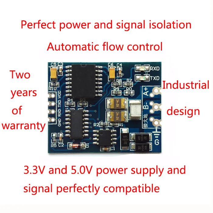 Isolated TTL to RS485 module, RS485, TTL signal conversion, single-chip microcomputer UART, prevent lightning
Isolated TTL to RS485 module, RS485, TTL signal conversion, single-chip microcomputer UART, prevent lightning