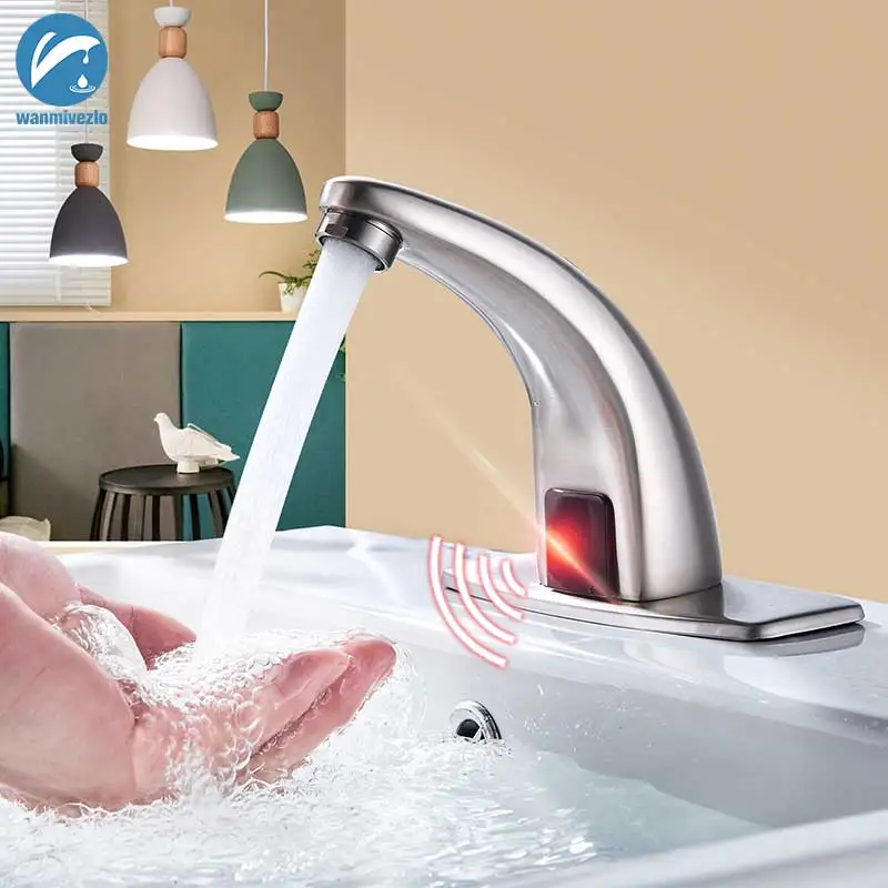 Brushed Nickel Sensor Faucet Automatic Inflrared Sensor Hand Touch Tap Cold Hot Mixer Tap Sink Mixer Bathroom Basin faucets
Brushed Nickel Sensor Faucet Automatic Inflrared Sensor Hand Touch Tap Cold Hot Mixer Tap Sink Mixer Bathroom Basin faucets