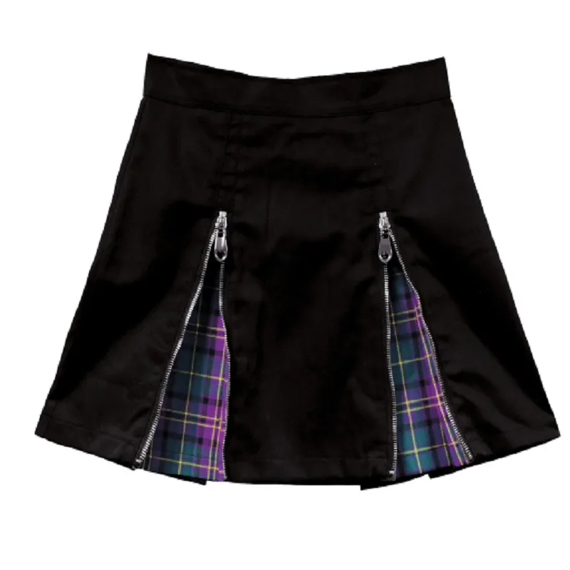 Summer Women Skirt Harajuku Punk Rock Gothic Style Plaid Stitching Love Letter Embroidery Zippers Decorative A Line Mini Skirt
Summer Women Skirt Harajuku Punk Rock Gothic Style Plaid Stitching Love Letter Embroidery Zippers Decorative A Line Mini Skirt