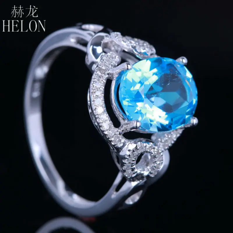 HELON Sterling Silver 925 10x8mm Oval Shape Blue Topaz Ring Engagement Wedding Natural Fine Diamonds Ring Women's Jewelry
HELON Sterling Silver 925 10x8mm Oval Shape Blue Topaz Ring Engagement Wedding Natural Fine Diamonds Ring Women's Jewelry