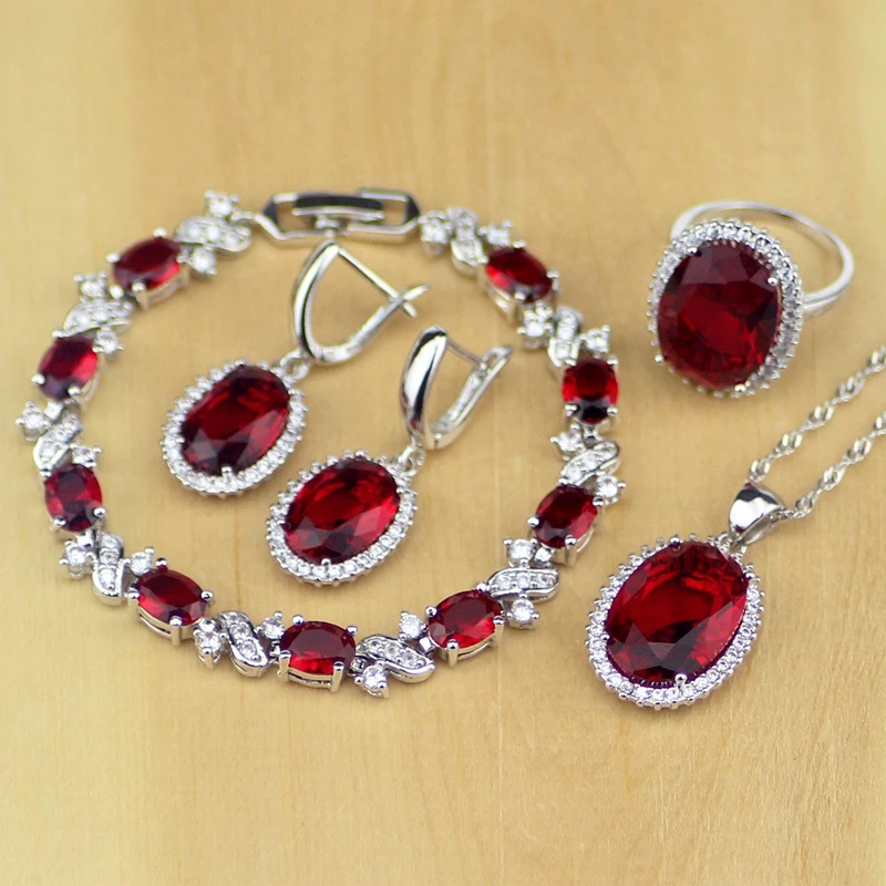 Oval Red CZ White Zircon 925 Sterling Silver Jewelry Sets For Women Wedding Earrings/Pendant/Necklace/Rings/Bracelet
Oval Red CZ White Zircon 925 Sterling Silver Jewelry Sets For Women Wedding Earrings/Pendant/Necklace/Rings/Bracelet
