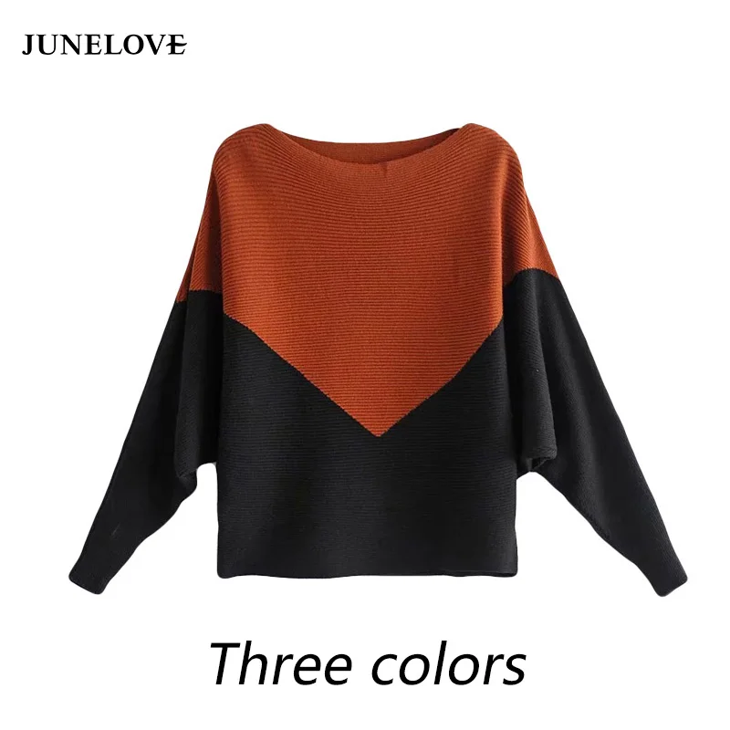 JuneLove 2019 Patch Work Slash Neck Batwing Sleeve Women Sweaters Pullovers Casual Patchwork Slim Knit ladies Sweater
JuneLove 2019 Patch Work Slash Neck Batwing Sleeve Women Sweaters Pullovers Casual Patchwork Slim Knit ladies Sweater