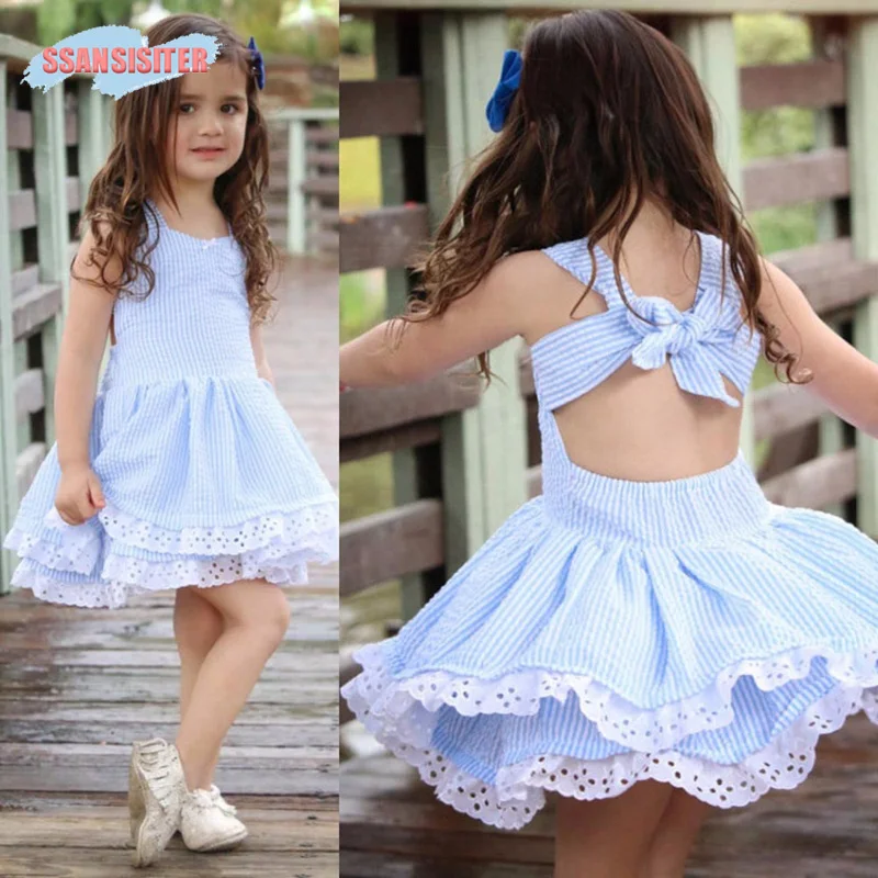Kids Girls Dress Big Bow-knot Backless Ball Gown Toddler Summer Princess Birthday Party Children Clothing | Мать и ребенок