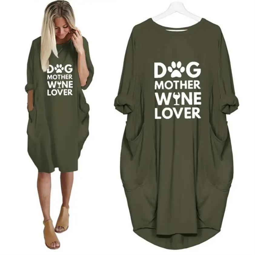 Fashion Pocket Dog Mother Wine Lover Letters Print Long Sleeve Cotton T-Shirt For Women Plus Size Female Summer Graphic Tees
Fashion Pocket Dog Mother Wine Lover Letters Print Long Sleeve Cotton T-Shirt For Women Plus Size Female Summer Graphic Tees