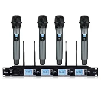 4 channel Cordless mic Professional UHF Wireless Handheld Karaoke Microphone System draadloze microfoon For church
4 channel Cordless mic Professional UHF Wireless Handheld Karaoke Microphone System draadloze microfoon For church