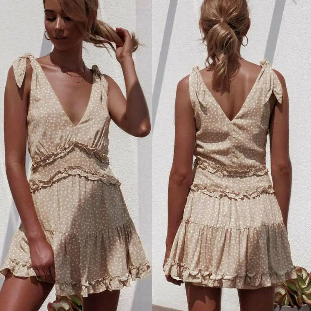 Women Summer Boho Deep V Neck Zippers Casual Backless Mini Dress Evening Party Beach Sundress
Women Summer Boho Deep V Neck Zippers Casual Backless Mini Dress Evening Party Beach Sundress