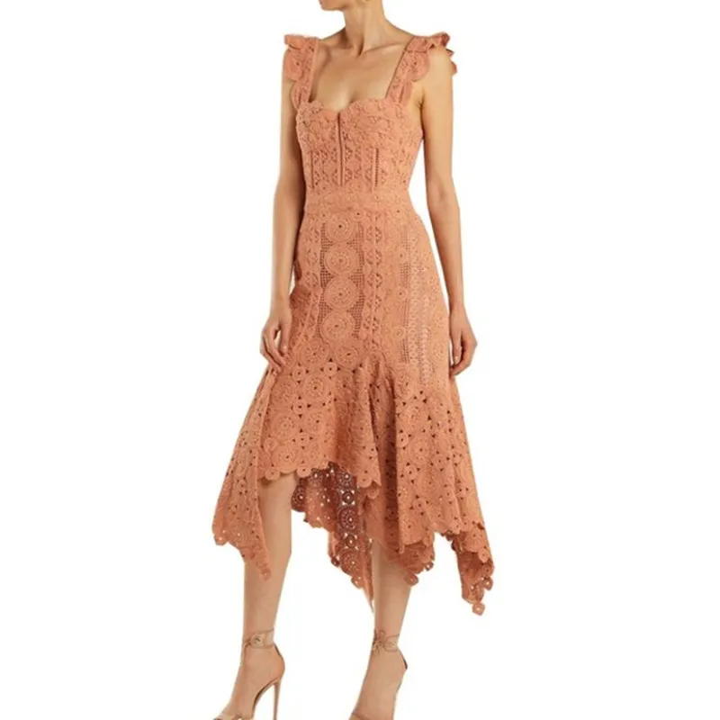 2019 Runway Summer Women Orange irregular Lace Dress Halter Strapless Bodycon Long Dress Sexy Hollow Out Crochet Beach Dress
2019 Runway Summer Women Orange irregular Lace Dress Halter Strapless Bodycon Long Dress Sexy Hollow Out Crochet Beach Dress