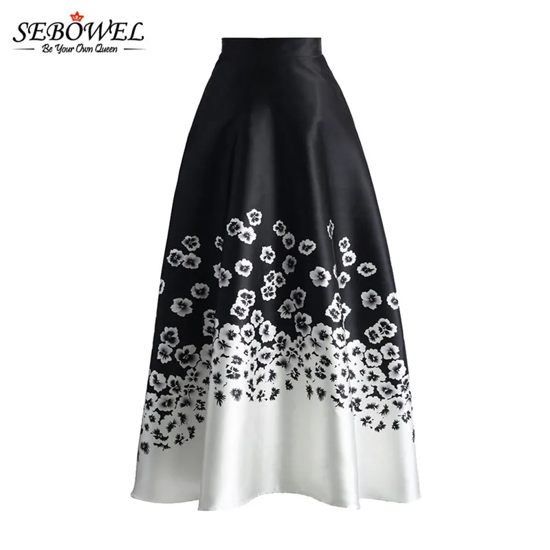 Monochrome-Floral-Print-High-Waist-Maxi-Skirt-LC65017-1-2
