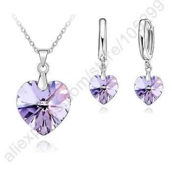 Romantic Violet Crystal Ocean Heart 925 Sterling Silver Pendant Necklace Earring Fine Jewelry Set With Lever Back Earring
Romantic Violet Crystal Ocean Heart 925 Sterling Silver Pendant Necklace Earring Fine Jewelry Set With Lever Back Earring