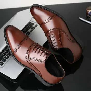 Fashion Pointed Toe Oxford Brogue Office Wedding Shoes High Quality Men Luxury Leather Formal Dress shoes big size 48 A21-28
Fashion Pointed Toe Oxford Brogue Office Wedding Shoes High Quality Men Luxury Leather Formal Dress shoes big size 48 A21-28