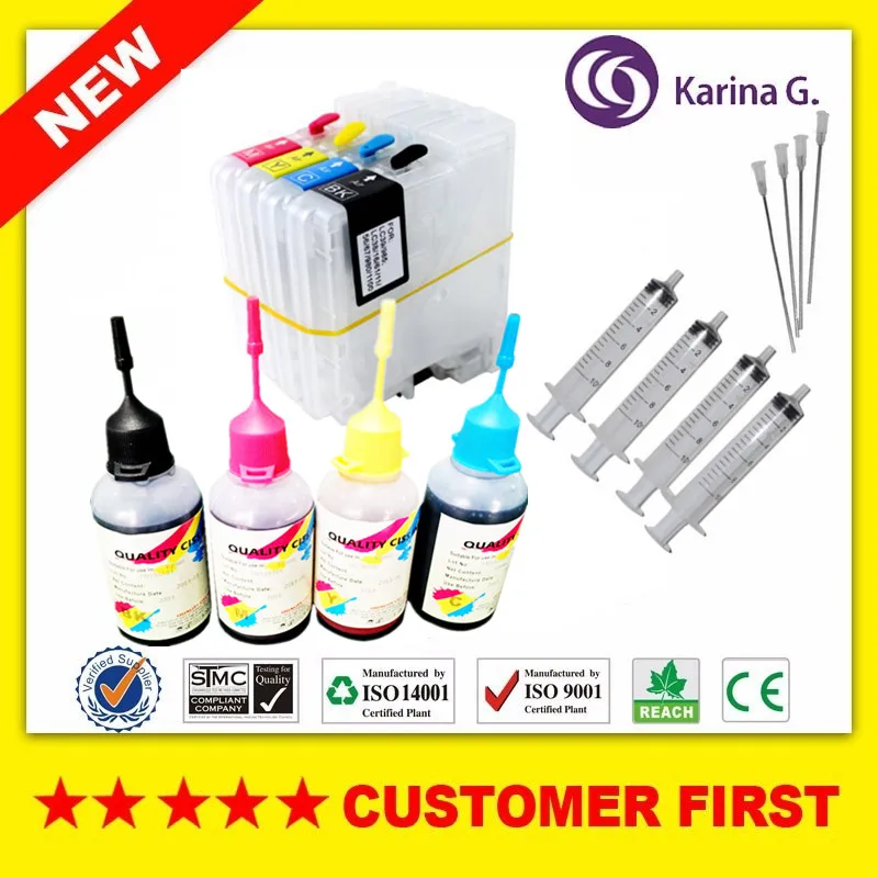 1set for Brother LC10 LC37 LC51 LC57 LC960 LC970 LC1000 Empty refillable cartridge and 4 x 50ml dye ink
1set for Brother LC10 LC37 LC51 LC57 LC960 LC970 LC1000 Empty refillable cartridge and 4 x 50ml dye ink
