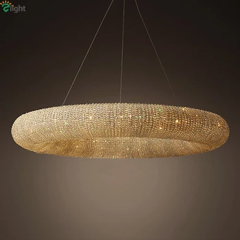 American RH Crystalhalo Lustre De Cristal Led Round Pendant Light K9 Crystal Loft Restaurant Minimalism Cord Suspension Lamp
American RH Crystalhalo Lustre De Cristal Led Round Pendant Light K9 Crystal Loft Restaurant Minimalism Cord Suspension Lamp