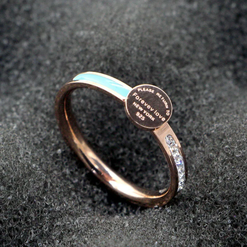Fashion Stainless Steel Geometry Forever Love Letter Blue Round Crystal Ring Rose Gold Color Women Lady Party Gift
Fashion Stainless Steel Geometry Forever Love Letter Blue Round Crystal Ring Rose Gold Color Women Lady Party Gift